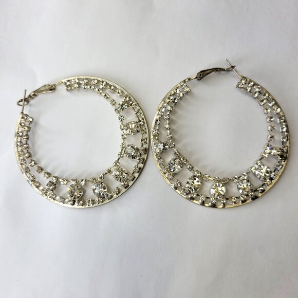 Silver Tone Hoop Earrings - Picture 3 of 12